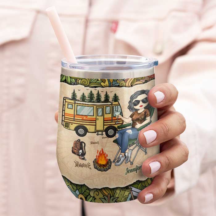 I Tried To Be A Good Girl But Then The Bonfire Was Lit And There Was Wine - Personalized Wine Tumbler