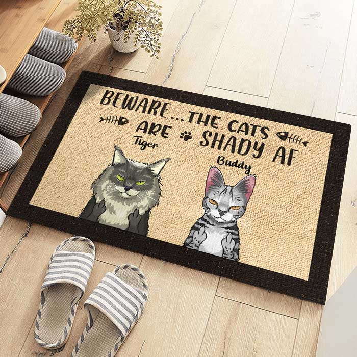 Beware The Cats Are Shady Af - Funny Personalized Cat Decorative Mat