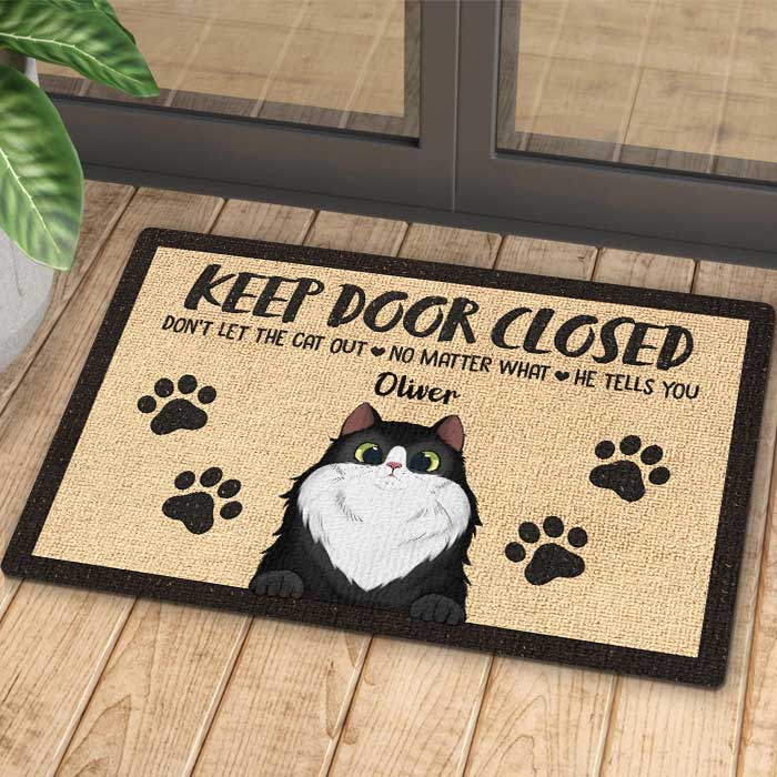 Don't Let The Cats Out - Funny Personalized Cat Decorative Mat, Doormat