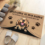 Welcome To The Dog Home - Funny Personalized Dog Decorative Mat, Doormat