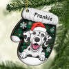 Happy Cats And Dogs On Christmas Day - Personalized Custom Glove Shaped Wood Christmas Ornament