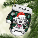 Happy Cats And Dogs On Christmas Day - Personalized Custom Glove Shaped Wood Christmas Ornament