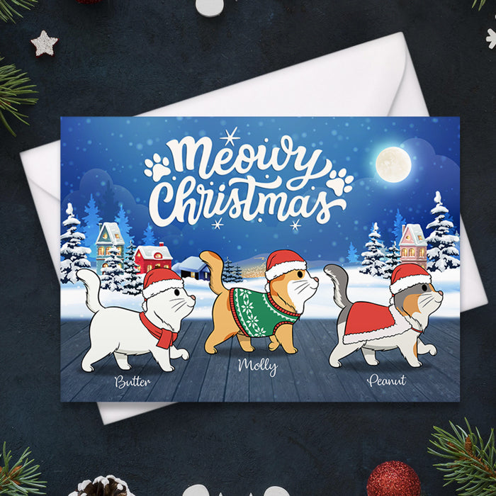 Meowy Christmas - Personalized Custom Christmas Postcard, Christmas Card, Greeting Cards