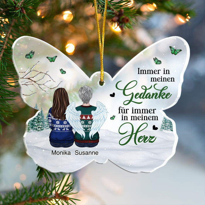 Deine Flügel waren bereit, aber mein Herz war nicht - German Personalized Custom Butterfly Shaped Acrylic Christmas Ornament - Memorial Gift, Sympathy Gift, Christmas Gift