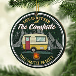 Life Is Better At The Campsite - Personalized Custom Round Shaped Wood Christmas Ornament