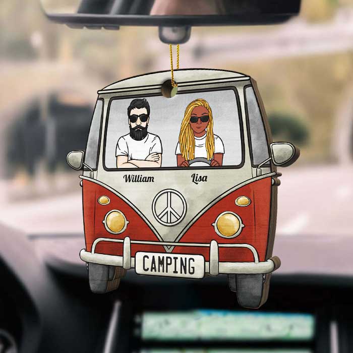 Home Is Where You Park It - Gift For Camping Couples, Personalized Custom Car Shaped Wood Christmas Ornament