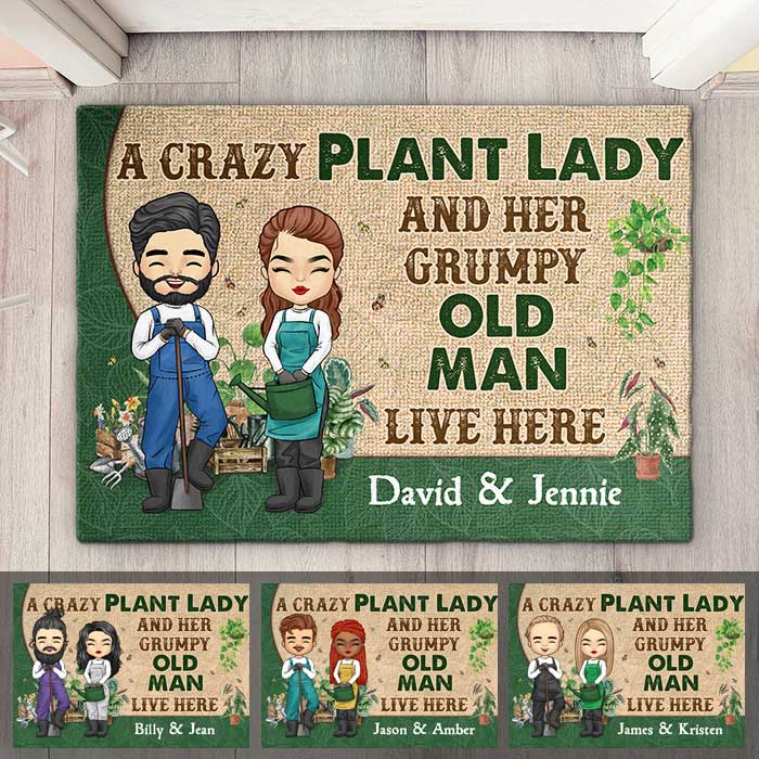 A Crazy Plant Lady - Personalized Decorative Mat - Gift For Couples, Husband Wife
