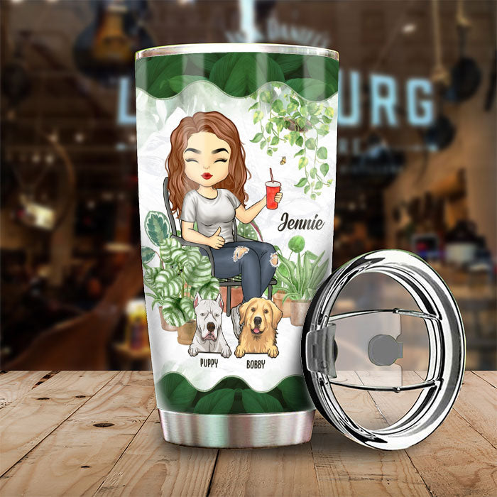 A Girl Who Really Loved Dogs - Personalized Tumbler - Gift For Gardening Lovers