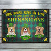 This House Runs On Love And Lots Of Shenanigans - Gift For St. Patrick's Day, Personalized Metal Sign