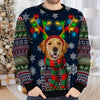 A Pet In Christmas Costume With Colorful Reindeer Antlers - Dog & Cat Personalized Custom Ugly Sweatshirt - Unisex Wool Jumper - Upload Image, Christmas Gift For Pet Owners, Pet Lovers