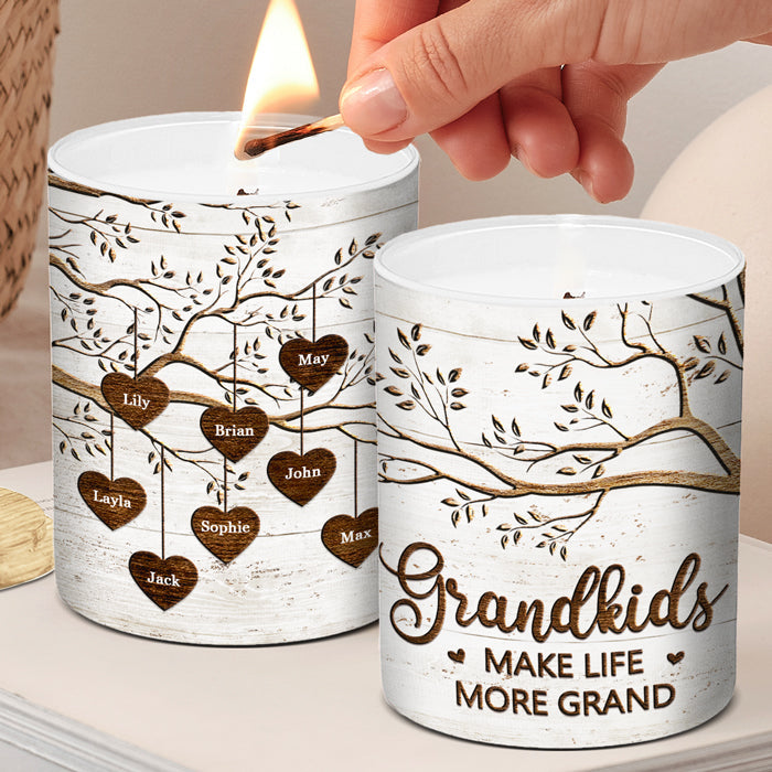 Grandkids Make Life More Grand - Family Personalized Custom Smokeless Scented Candle - Gift For Grandma, Grandpa