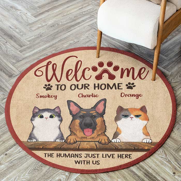 Welcome To Our Home - Gift For Pet Lovers, Personalized Decorative Round Rug