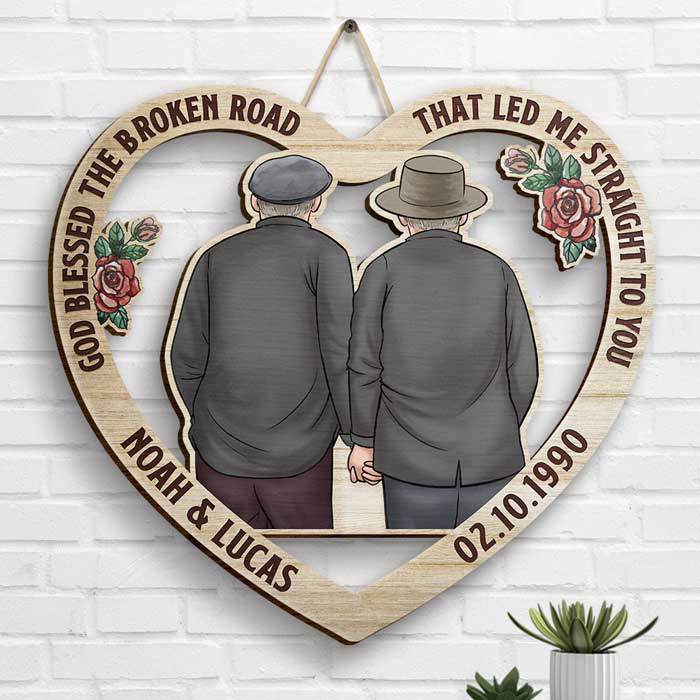 Couple Hugging From Our First Kiss Till Our Last Breath - Gift For Couples, Husband Wife, Personalized Shaped Wood Sign