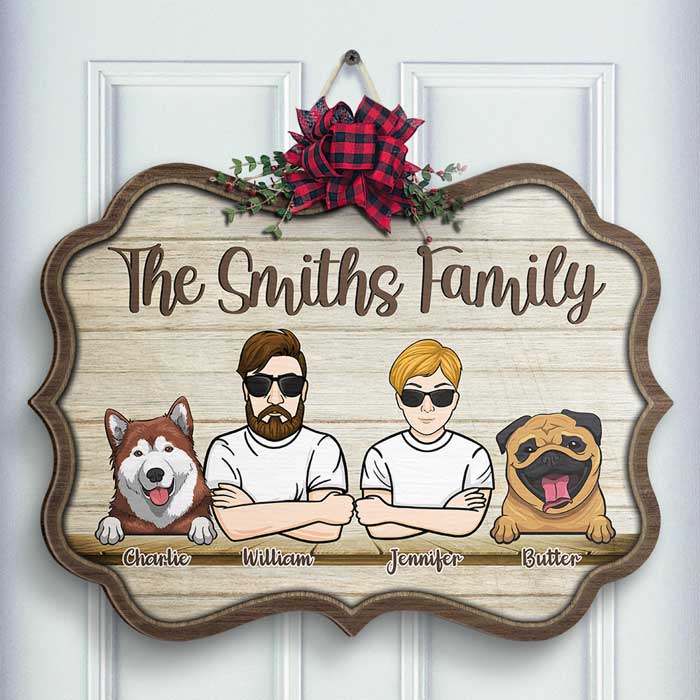Welcome To Our Family - Gift For Dog Lovers - Personalized Shaped Door Sign