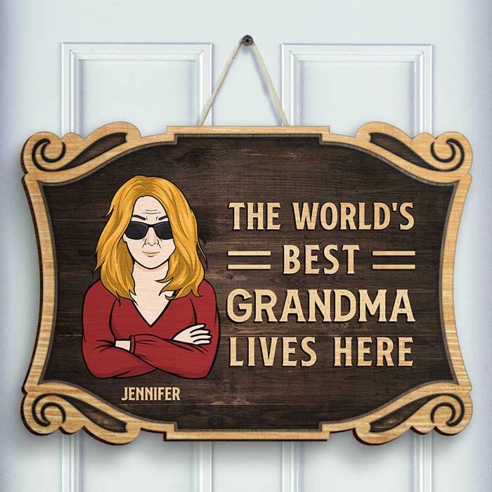 The World's Best Grandparents Live Here - Personalized Shaped Door Sign