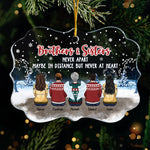 Brothers & Sisters Never Apart - Personalized Custom Benelux Shaped Acrylic Christmas Ornament - Gift For Siblings, Christmas Gift