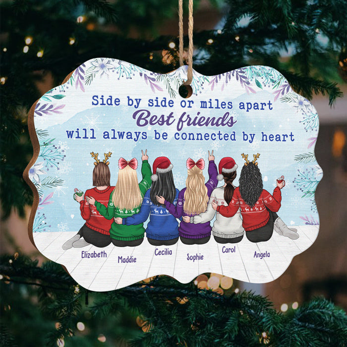 Best Friends Will Always Be Connected By Heart - Personalized Custom Benelux Shaped Wood Christmas Ornament - Gift For Bestie, Best Friend, Sister, Birthday Gift For Bestie And Friend, Christmas Gift