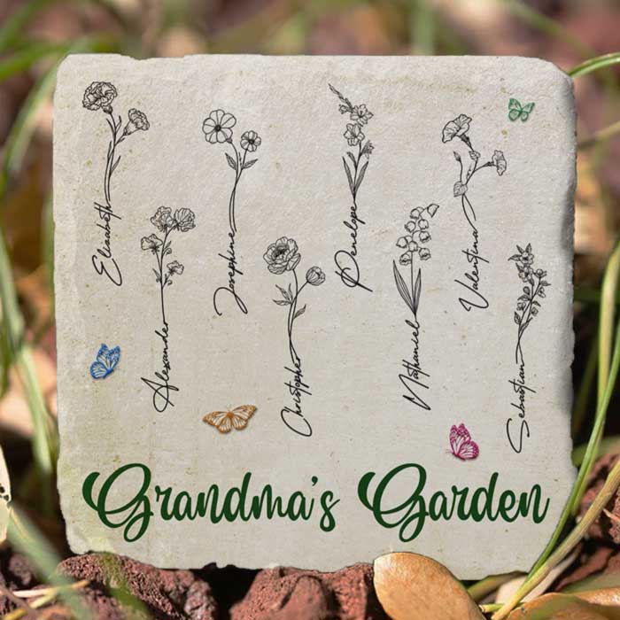 Grandma's Flower Garden - Personalized Garden Stone - Gift For Grandma, Grandparents