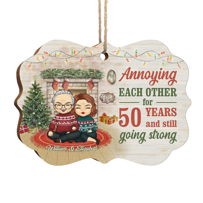 Annoying Each Other But Still Going Strong - Personalized Custom Benelux Shaped Wood Christmas Ornament - Gift For Couple, Husband Wife, Anniversary, Engagement, Wedding, Marriage Gift, Christmas Gift