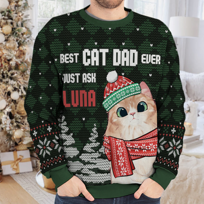 Coolest Cat Dad Cat Mom - Cat Personalized Custom Ugly Sweatshirt - Unisex Wool Jumper - Christmas Gift For Pet Owners, Pet Lovers
