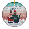 We Celebrate Christmas Together - Personalized Custom Round Shaped Ceramic Christmas Ornament - Gift For Couple, Husband Wife, Anniversary, Engagement, Wedding, Marriage Gift, Christmas Gift
