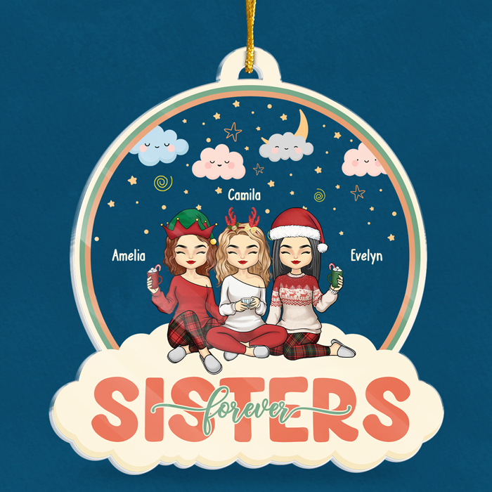 Forever Friends, Forever Young - Bestie Personalized Custom Ornament - Acrylic Snow Globe Shaped - Christmas Gift For Best Friends, BFF, Sisters