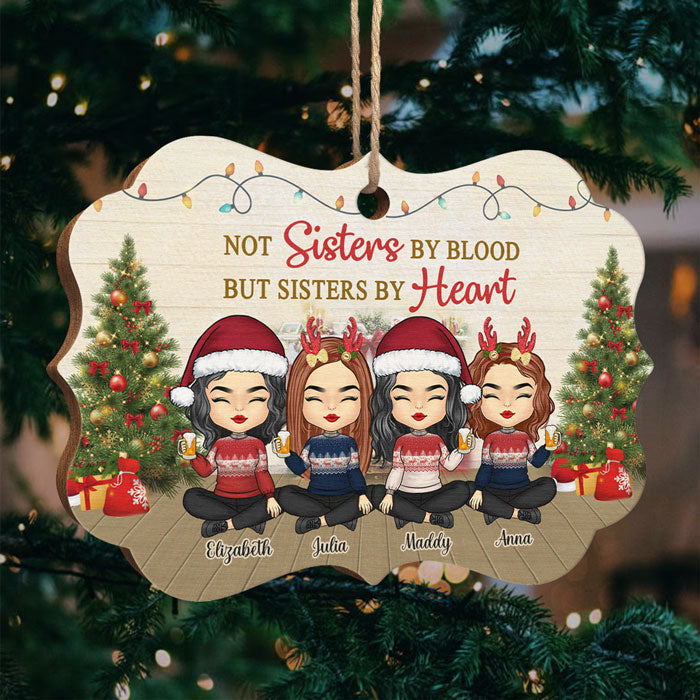 We're Sisters By Heart - Personalized Custom Benelux Shaped Wood Christmas Ornament - Gift For Bestie, Best Friend, Sister, Birthday Gift For Bestie And Friend, Christmas Gift