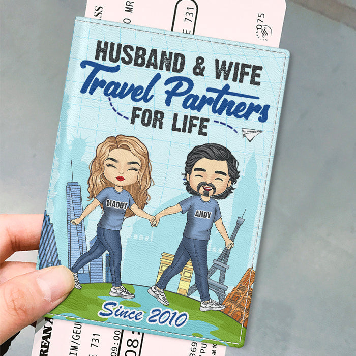Husband Wife Best Traveled Together - Personalized Passport Cover, Passport Holder - Gift For Couples, Husband Wife