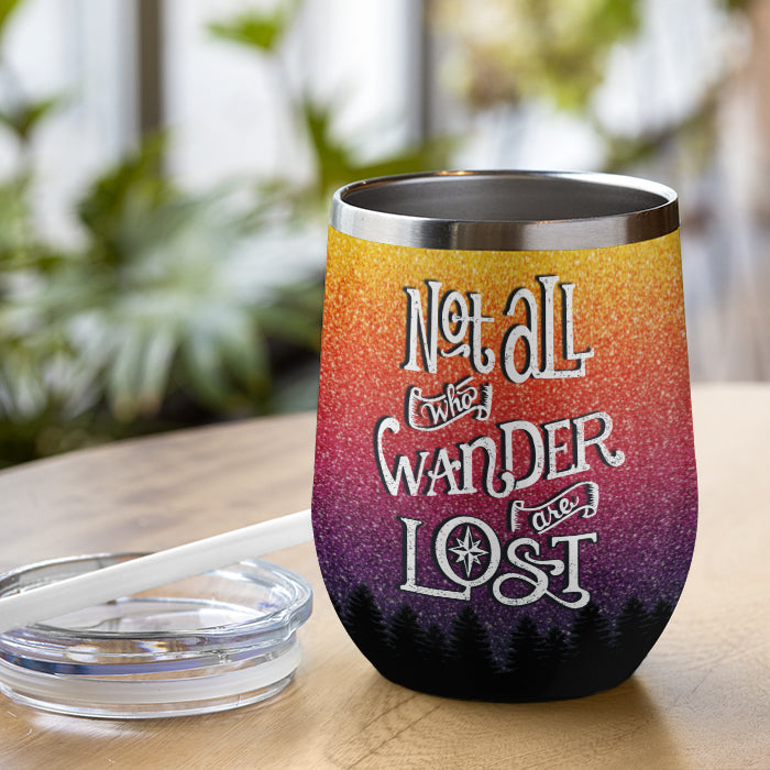 Not All Who Wander Are Lost - Camping Couple - Personalized Wine Tumbler