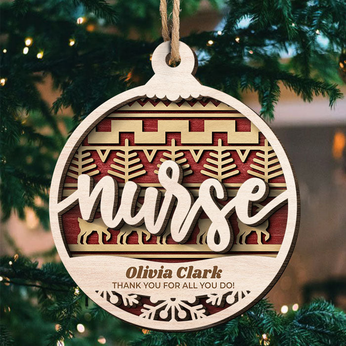 Tis The Season - Personalized Custom Round Shaped Wood Christmas Ornament - Gift For Coworker, Employee Appreciation, Farewell, Retirement Gift, Work Friend, Colleagues Friendship, Christmas Gift