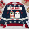 Joyeux Noël, maman chat, papa chat - Sweat-shirt de Noël unisexe personnalisé, sweat-shirt en laine, sweat-shirt imprimé intégral - Cadeau pour les amoureux des chats, les amoureux des animaux, cadeau de Noël