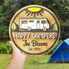 Family Happy Campers - Personalized Shaped Wood Sign, 2 Layers Sign - Gift For Camping Lovers