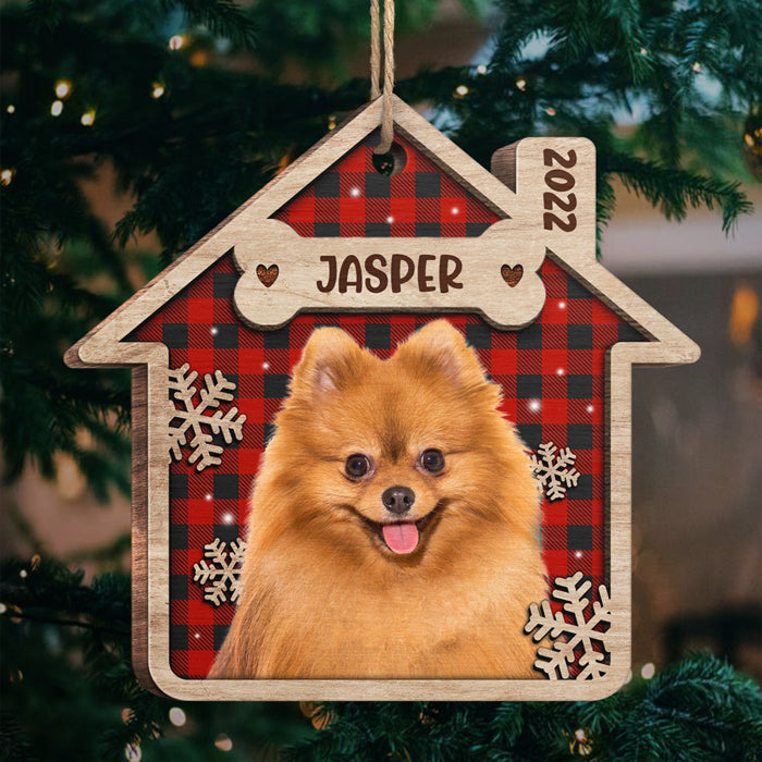 Sweet Home - Personalized Custom House Shaped Wood Photo Christmas Ornament - Upload Image, Gift For Pet Lovers, Christmas Gift