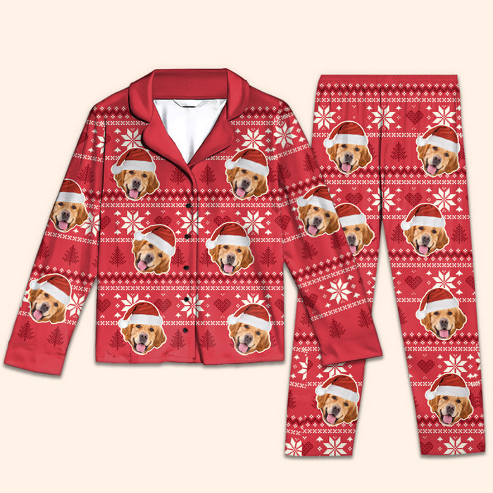 Christmas Is Coming Aztec Pattern - Dog & Cat Personalized Custom Face Photo Pajamas - Upload Image, Christmas Gift For Pet Owners, Pet Lovers
