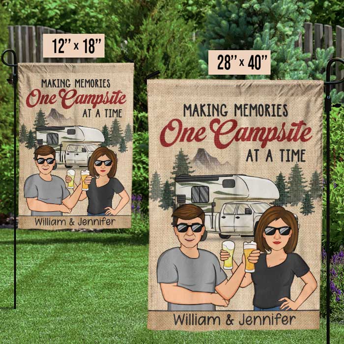 Making Memories One Campsite Vintage - Personalized Flag - Gift For Camping Lovers