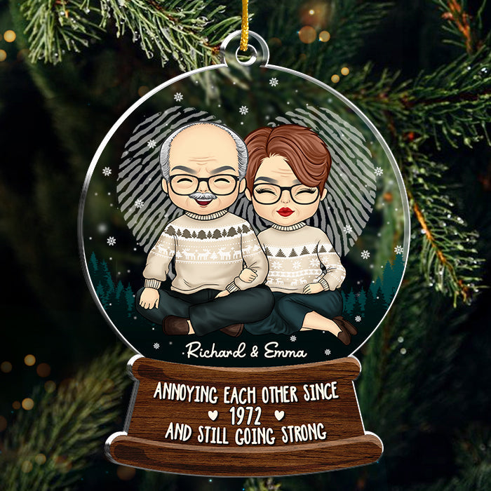 Annoying Each Other Since Years & Still Going Strong - Personalized Custom Snowball Shaped Acrylic Christmas Ornament - Gift For Couple, Husband Wife, Anniversary, Engagement, Wedding, Marriage Gift, Christmas Gift