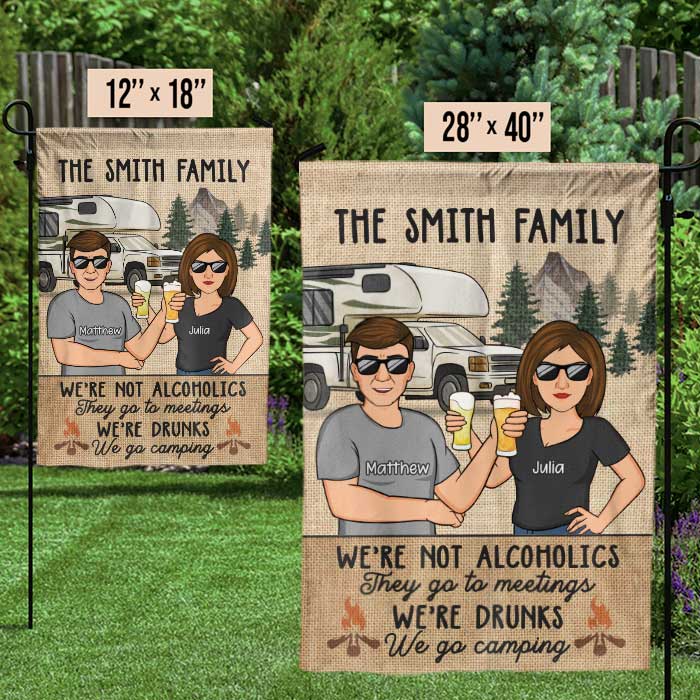 We're Drunk We Go Camping Vintage - Personalized Flag - Gift For Camping Lovers