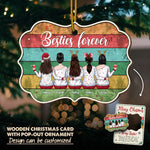 Merry Christmas Besties Forever - Personalized Christmas Wooden Card With Pop Out Ornament - Gift For Bestie, Best Friend, Sister, Birthday Gift For Bestie And Friend, Christmas Gift