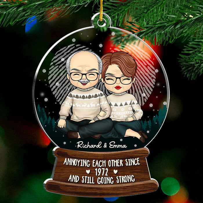 Annoying Each Other Since Years & Still Going Strong - Personalized Custom Snowball Shaped Acrylic Christmas Ornament - Gift For Couple, Husband Wife, Anniversary, Engagement, Wedding, Marriage Gift, Christmas Gift