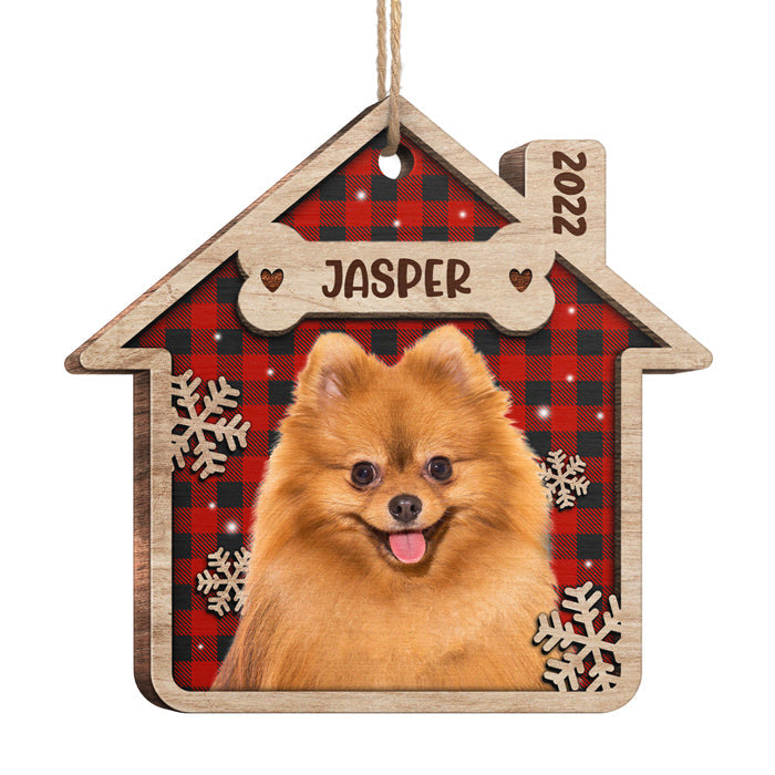 Sweet Home - Personalized Custom House Shaped Wood Photo Christmas Ornament - Upload Image, Gift For Pet Lovers, Christmas Gift