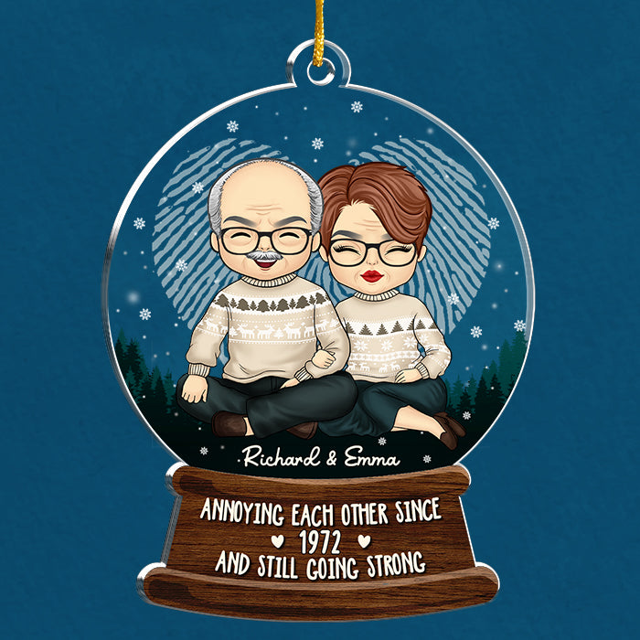 Annoying Each Other Since Years & Still Going Strong - Personalized Custom Snowball Shaped Acrylic Christmas Ornament - Gift For Couple, Husband Wife, Anniversary, Engagement, Wedding, Marriage Gift, Christmas Gift