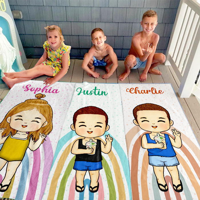 Bring The Joy To The Beach - Kid Personalized Custom Beach Towel - Christmas Gift For Children