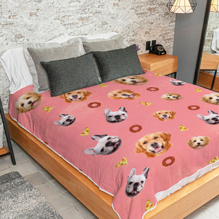 Lovely Pets And Fruit Icons - Personalized Custom Blanket - Upload Image, Gift For Pet Lovers, Christmas Gift