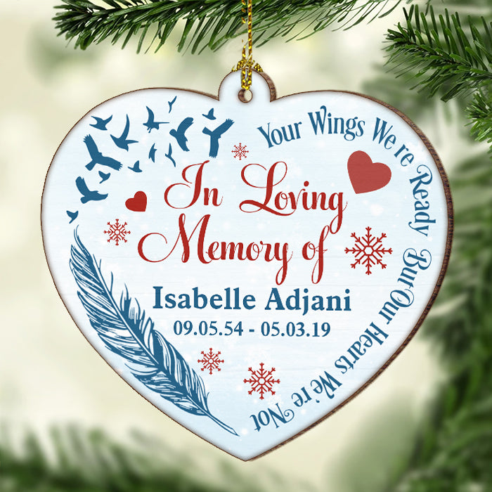Your Wings Were Ready - Personalized Custom Heart Shaped Wood Christmas Ornament