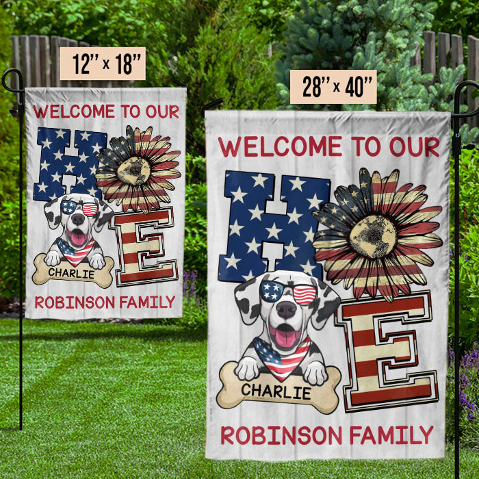 Welcome To Our Home - 4th Of July Decoration - Personalized Flag