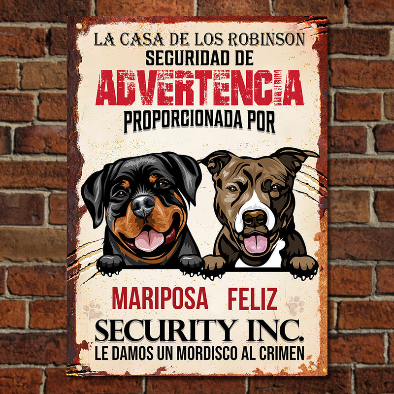 Nous prenons une bouchée de la criminalité Francais - Funny Personalized Dog Metal Sign
