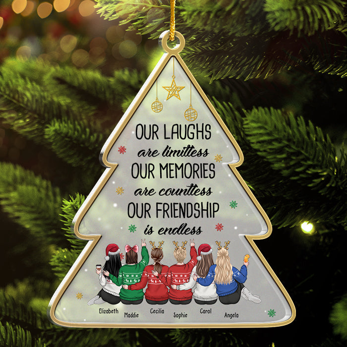 Our Memories Are Countless Our Friendship Is Endless - Personalized Custom Christmas Tree Shaped Acrylic Christmas Ornament - Gift For Bestie, Best Friend, Sister, Birthday Gift For Bestie And Friend, Christmas Gift