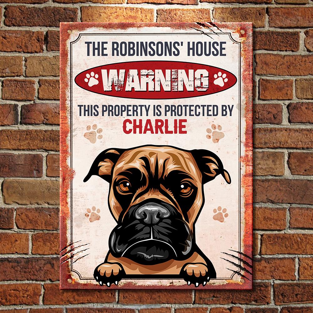 This Property Is Protected By  - Funny Personalized Dog Metal Sign.