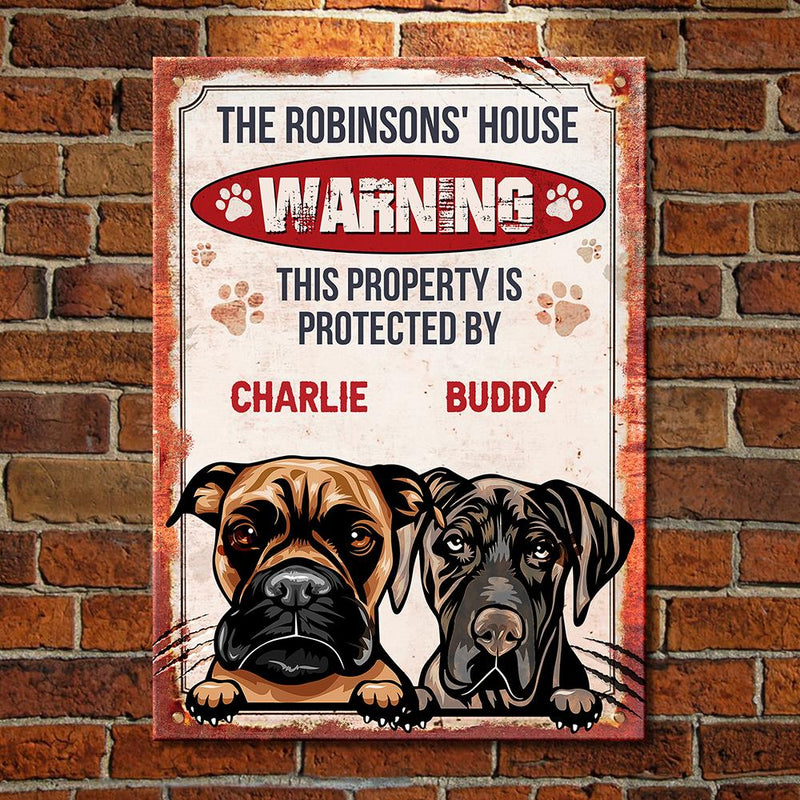 This Property Is Protected By  - Funny Personalized Dog Metal Sign