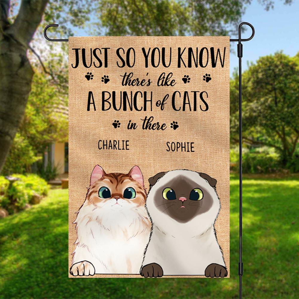 A Bunch Of Cats In There - Funny Personalized Cat Garden Flag.